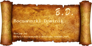 Bocsanszki Dominik névjegykártya